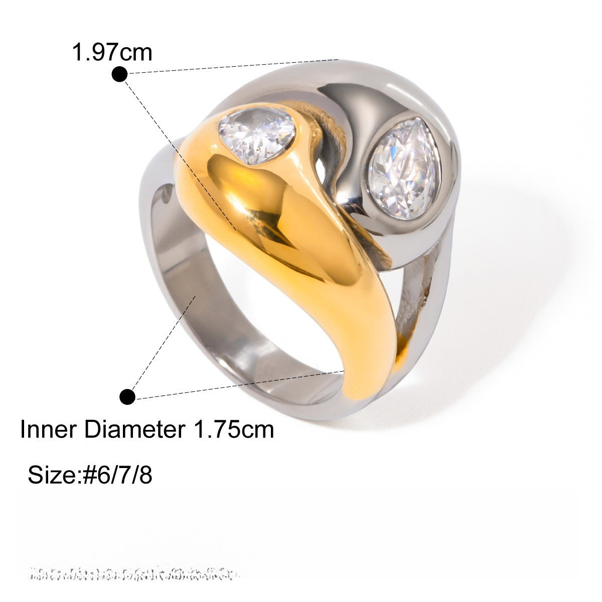 18K Gold Luxury Pearl Titanium Steel Ring