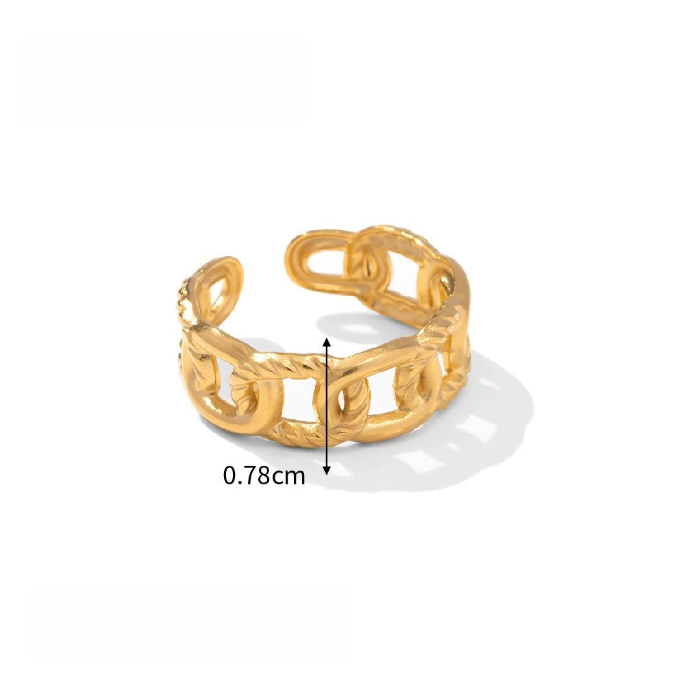 18K gold light luxury titanium steel ring