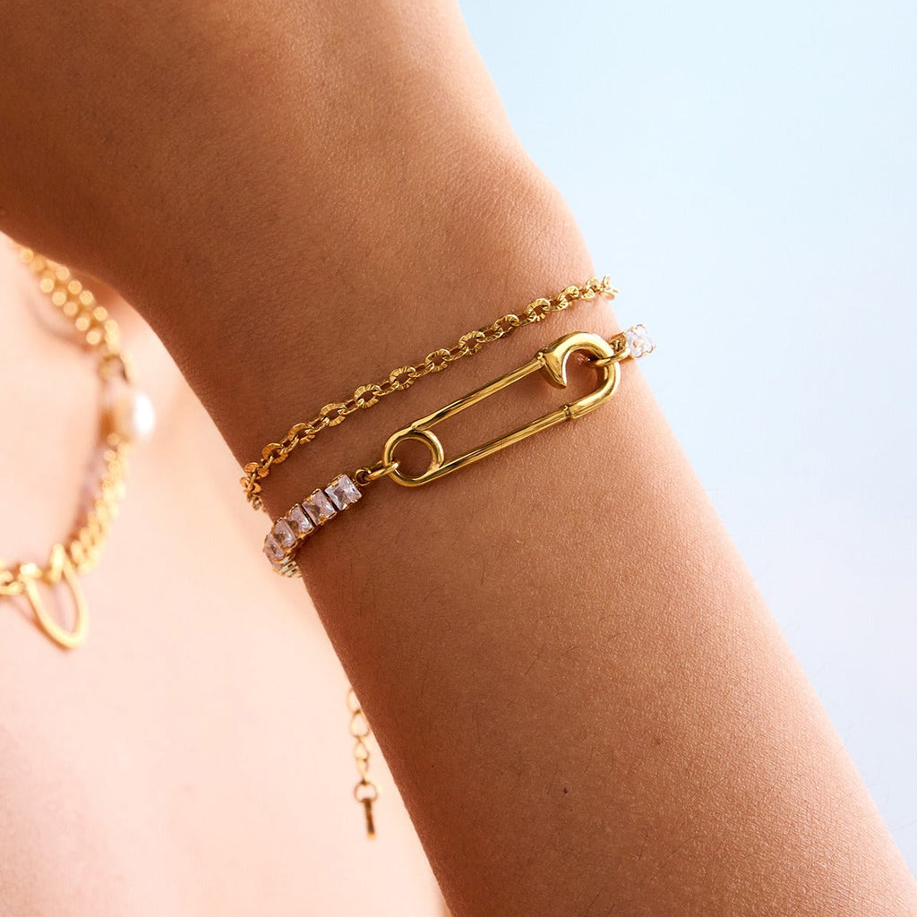 18K gold light luxury high-end zircon bracelet