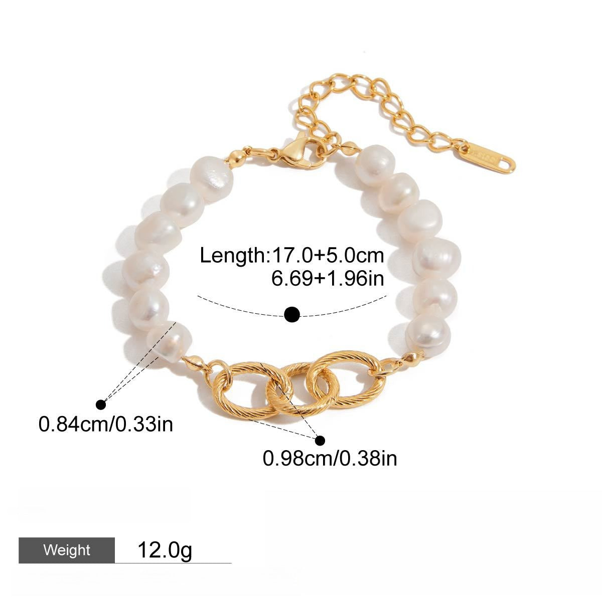 18k gold stainless steel pearl bracelet