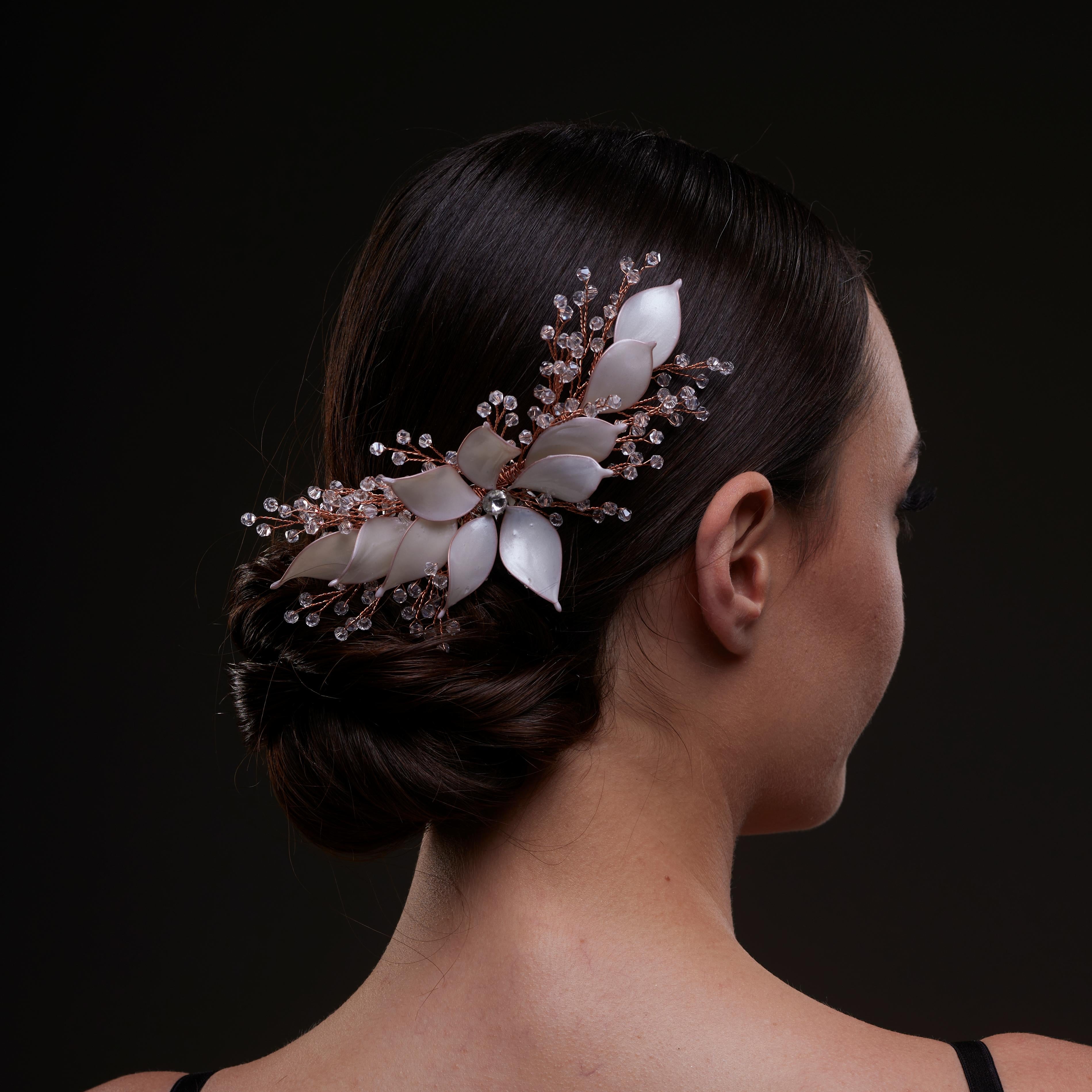 Handcrafted Rose Gold Bridal Hair Comb with Crystal Beads and Silver-Plated Wire - Elegant Wedding Hair Accessories for Brides and Bridesmaids