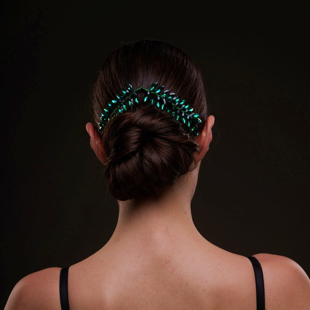 Emerald Green Crystal Leaf Hair Comb Set