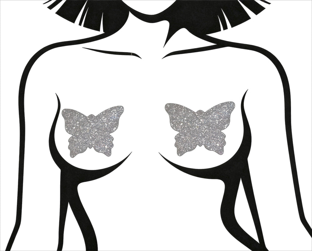Silver Glitter Butterfly Pasties