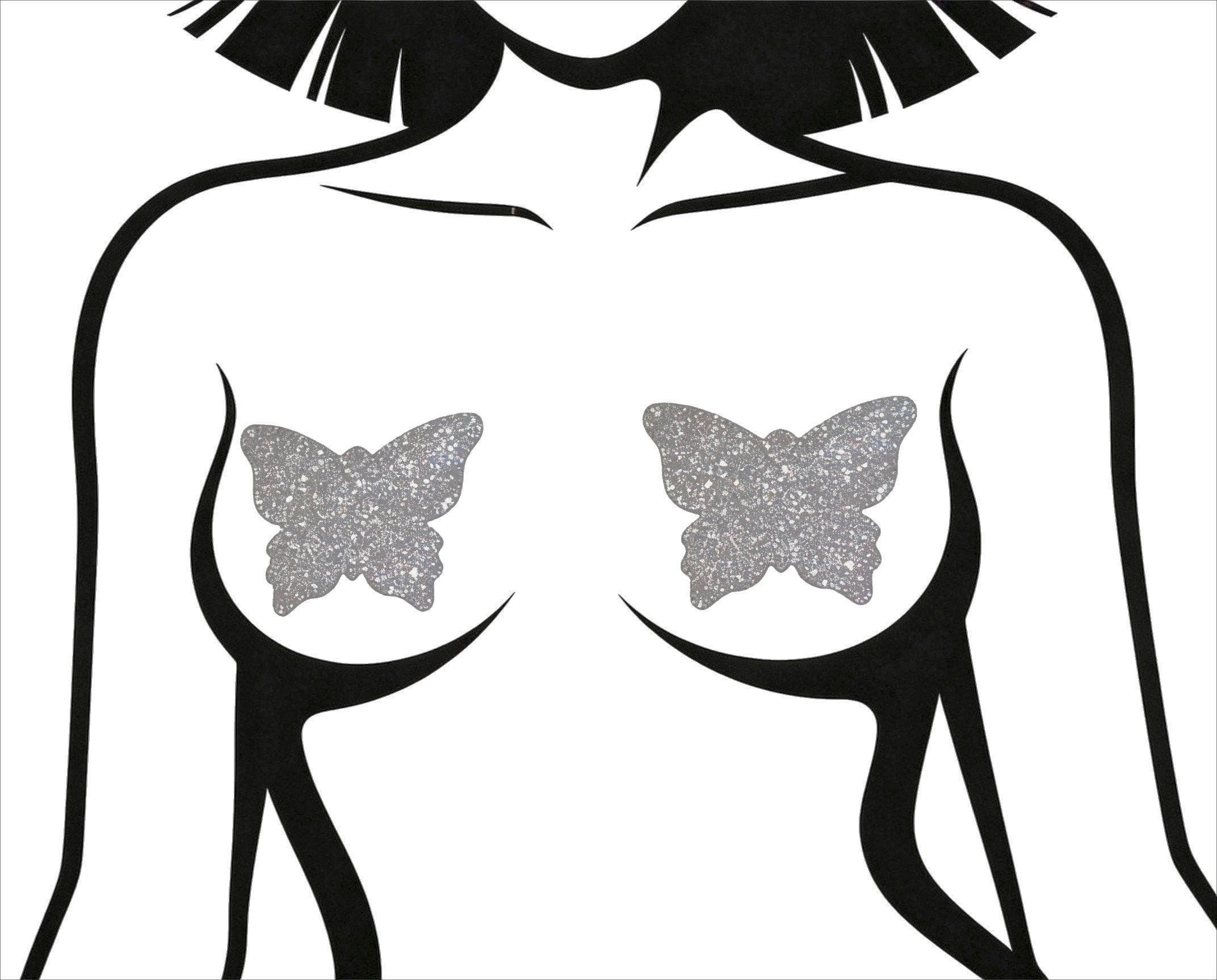 Silver Glitter Butterfly Pasties