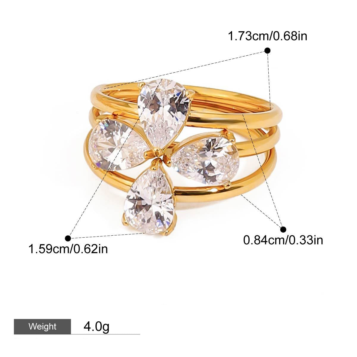 18K gold geometric gemstone inlaid exquisite design dazzling ring