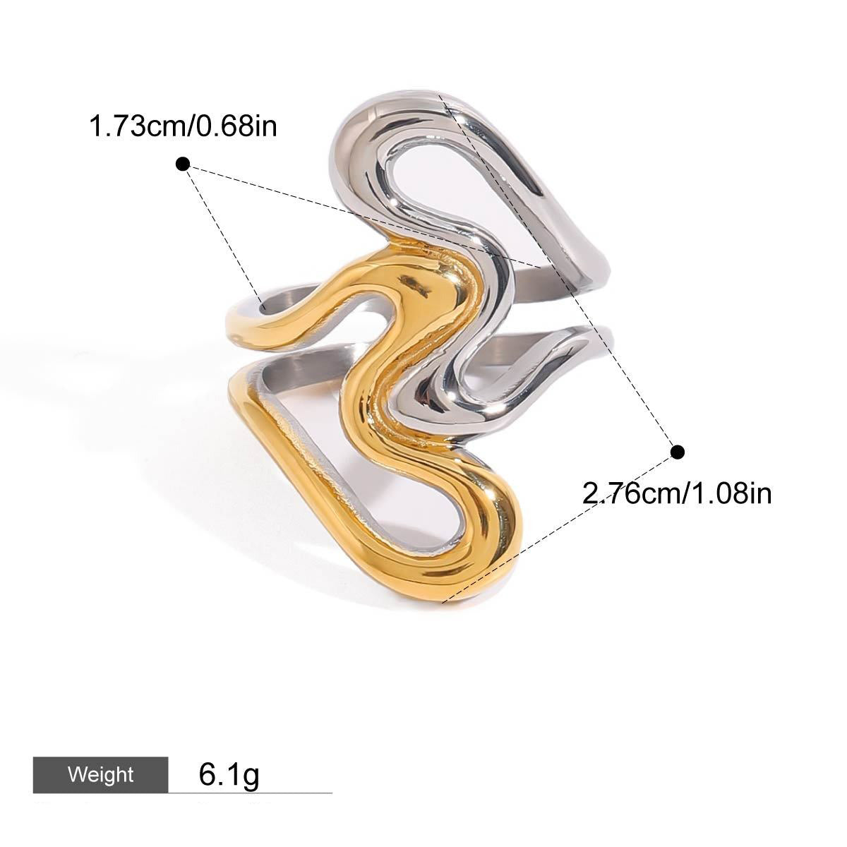 18K gold geometric line design exquisite personality ring