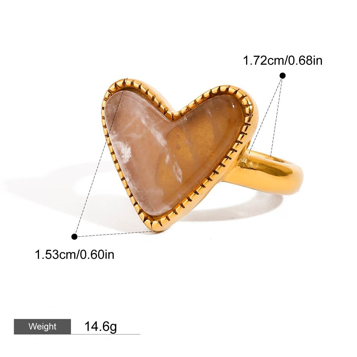 18K gold heart-shaped ring with textured design