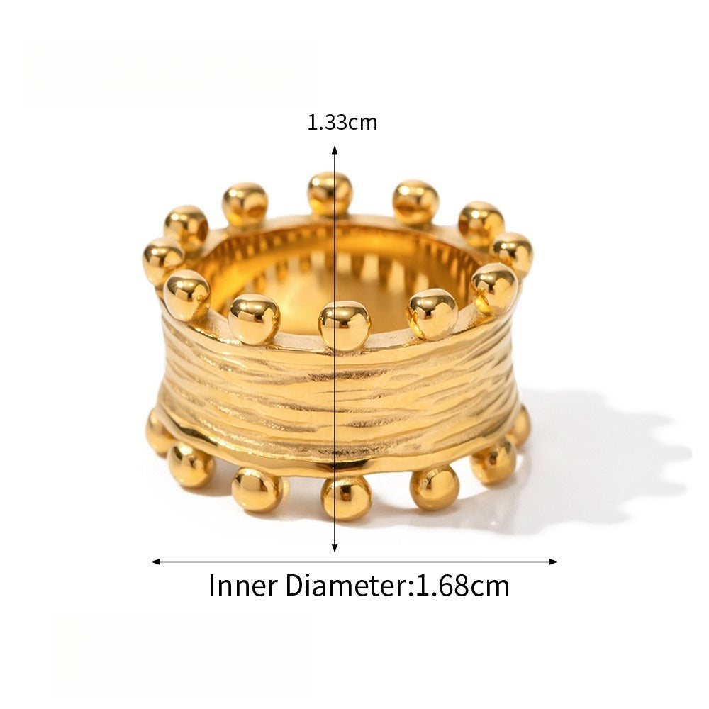 18K Gold Luxury Pearl Titanium Steel Ring