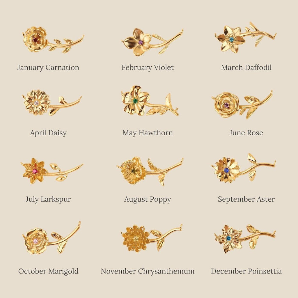 December Birth Flower 3D Pendant Necklace