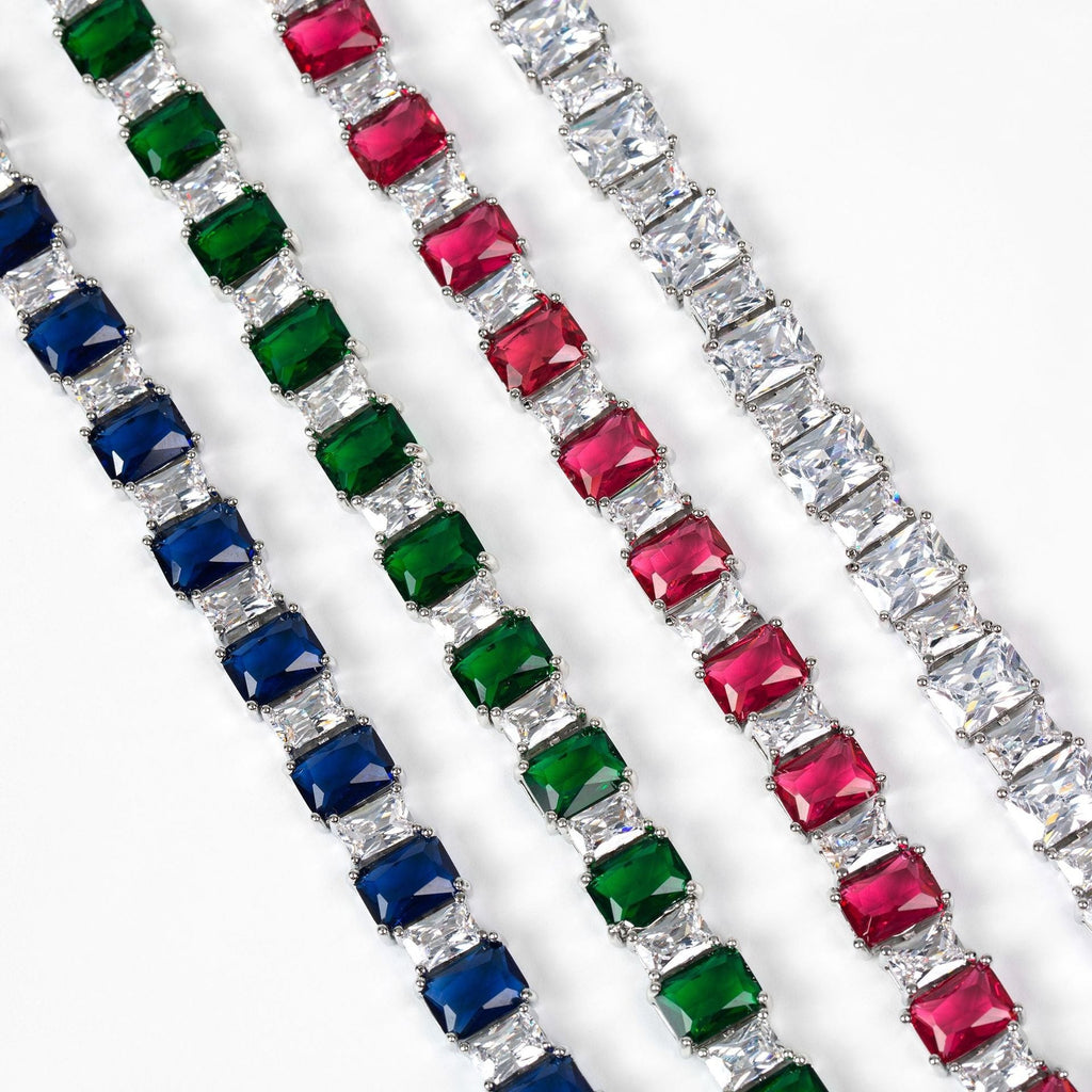 Enamel-Accented Square Micro-Pavé Zircon Bracelet