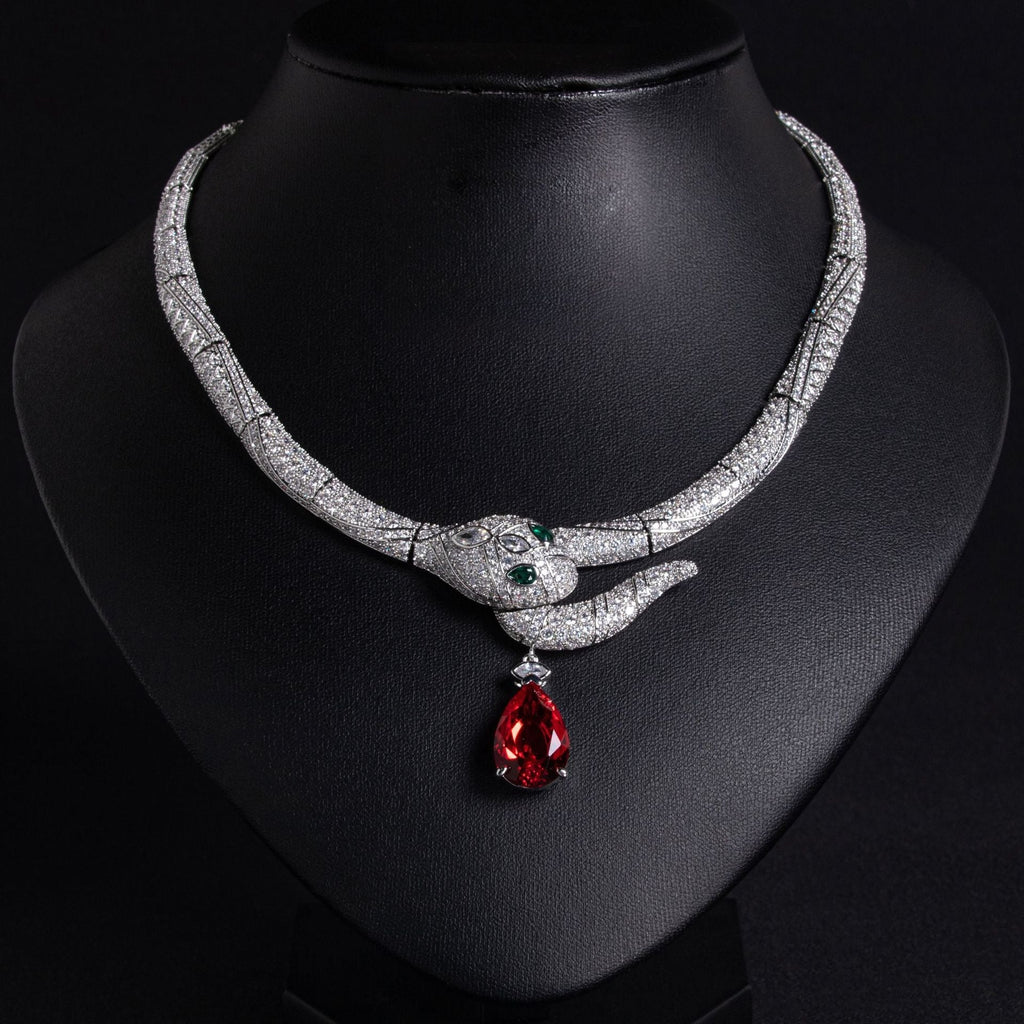 S925 Silver Snake-Shaped Cubic Zirconia Necklace