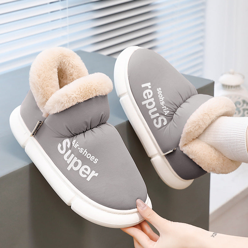 Unisex Plush Fleece High-Back Heel Slippers | Warm Breathable House Shoes