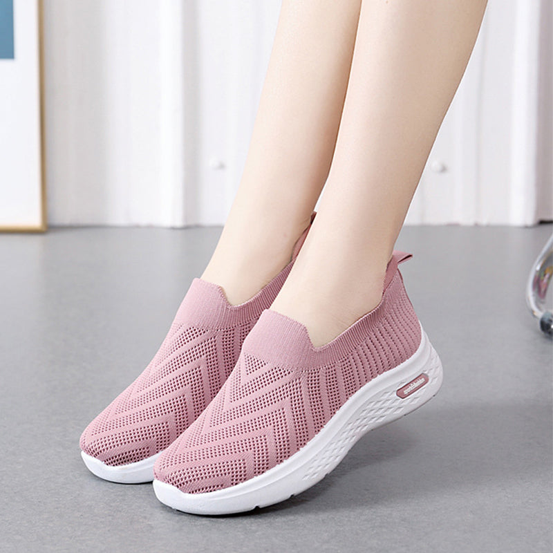 Women's Mesh Slip-On Sneakers | Breathable Lightweight Flat Walking Shoes