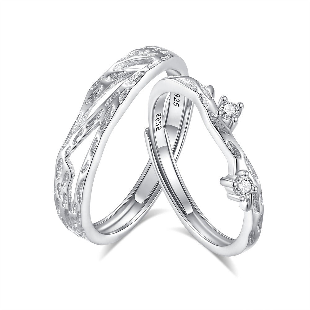 S925 sterling silver Chinese style couple engagement ring