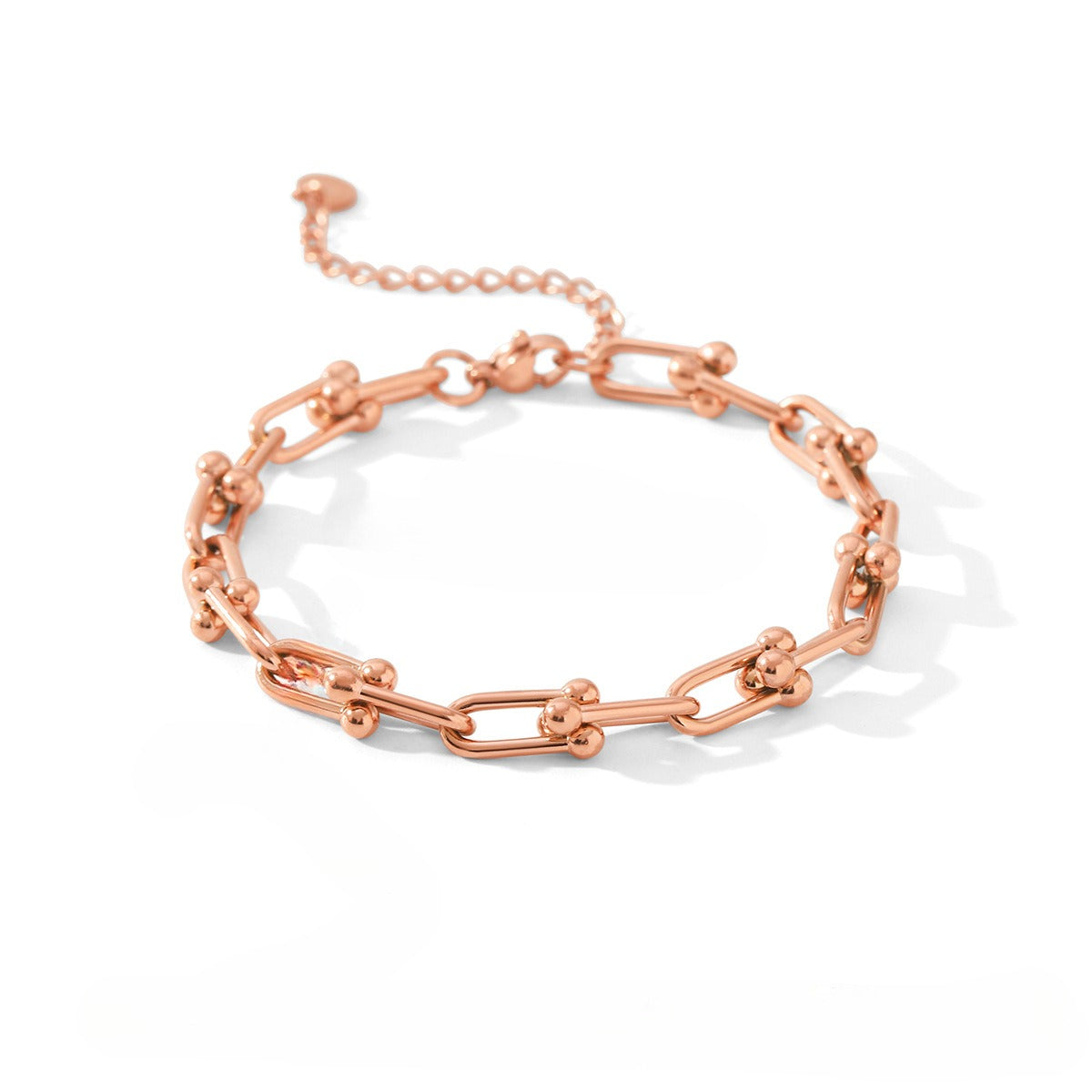 18k gold horseshoe chain bracelet and earrings