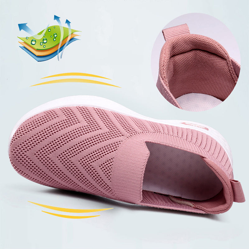 Women's Mesh Slip-On Sneakers | Breathable Lightweight Flat Walking Shoes