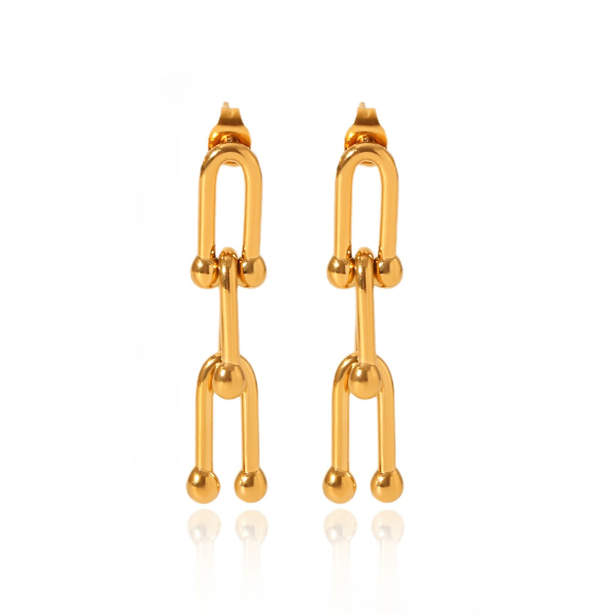 18k gold horseshoe chain bracelet and earrings