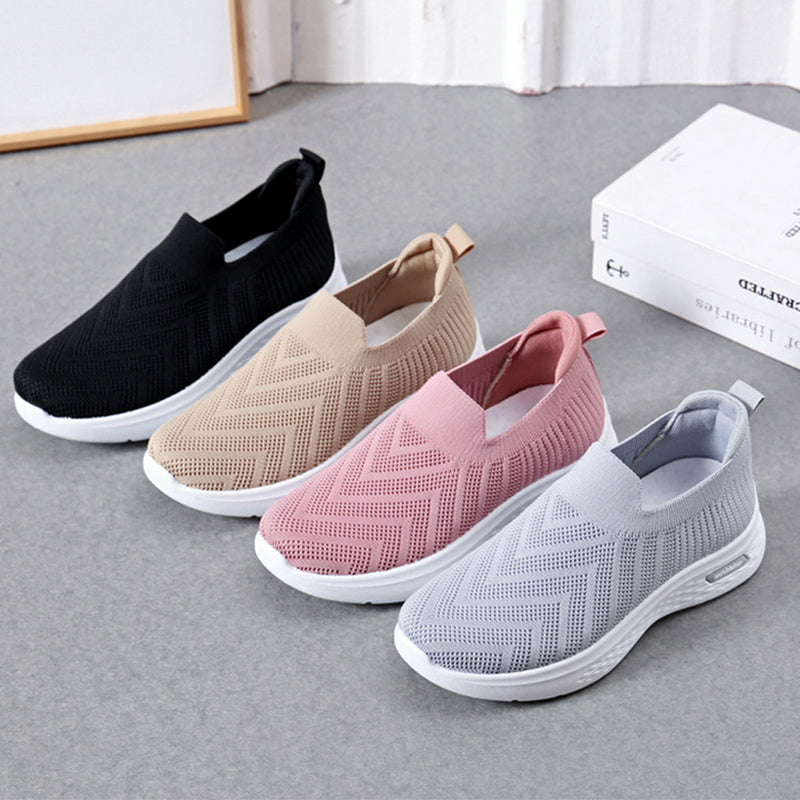 Women's Mesh Slip-On Sneakers | Breathable Lightweight Flat Walking Shoes