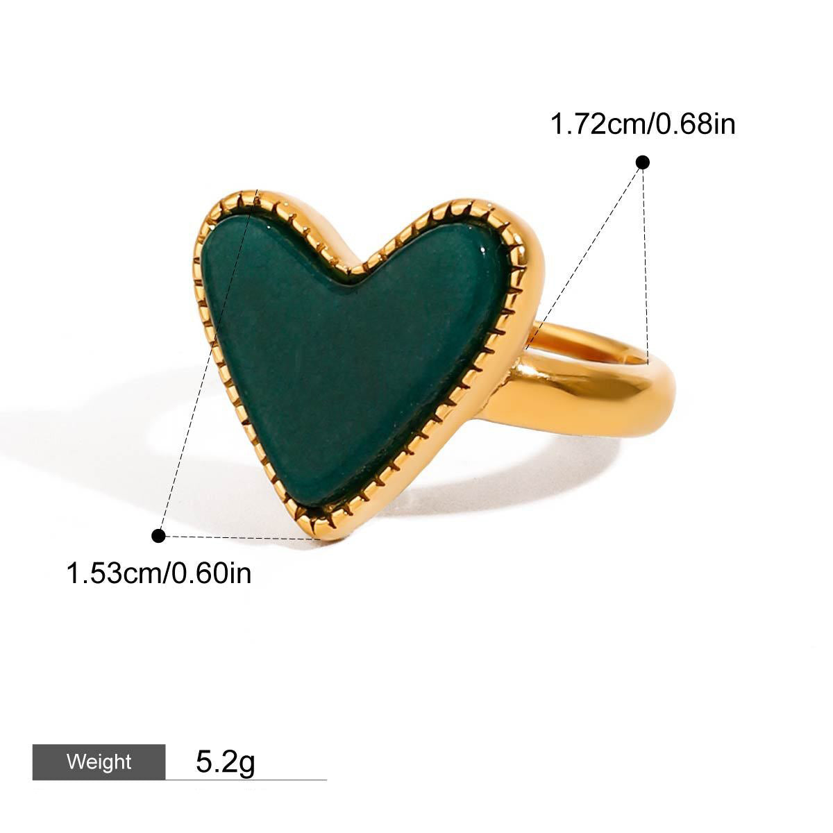 18K gold heart-shaped ring with textured design