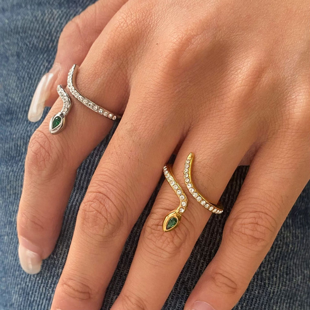 18K gold and titanium steel snake ring