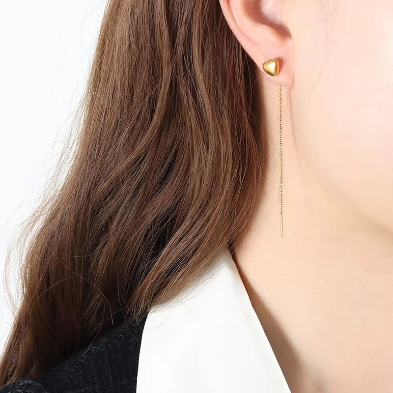 Grace Polished Heart Long thread Earring