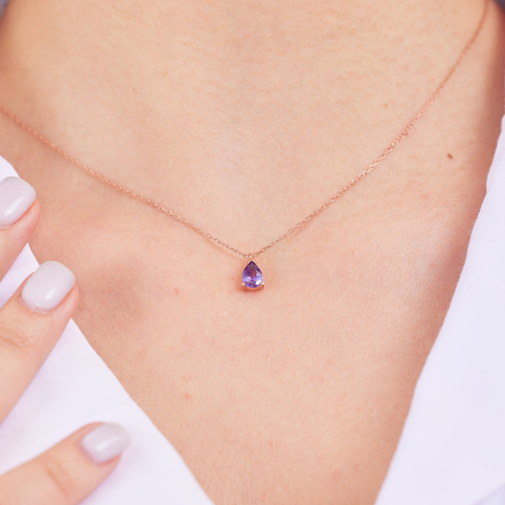 Amethyst Elegance: 14K Gold & Sterling Silver Jewelry Set with Stunning Drop Earrings & Necklace