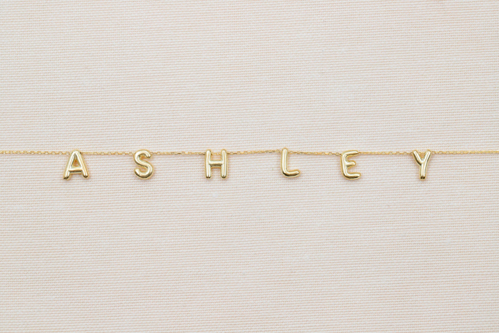 Personalized Bubble Letter Name Necklace in 925 Sterling Silver