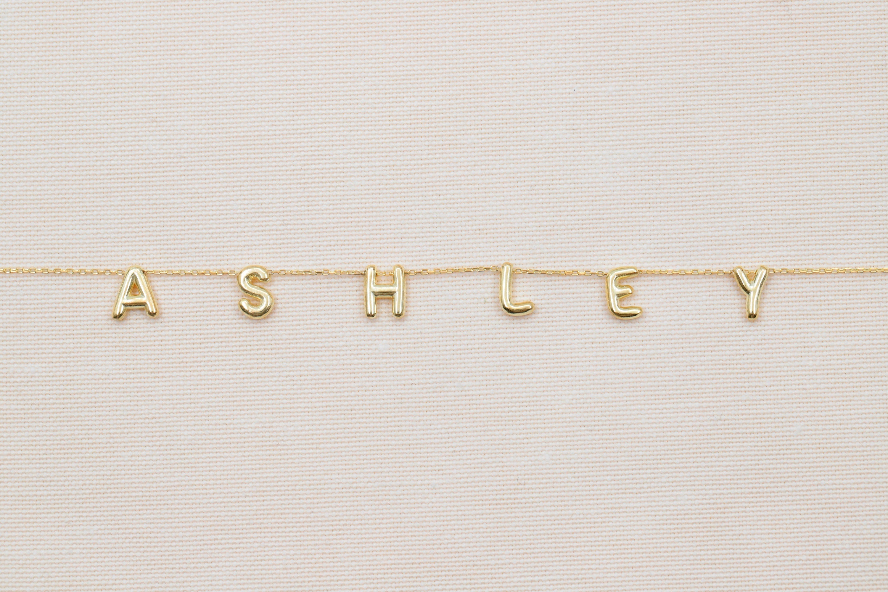 Personalized Bubble Letter Name Necklace in 925 Sterling Silver
