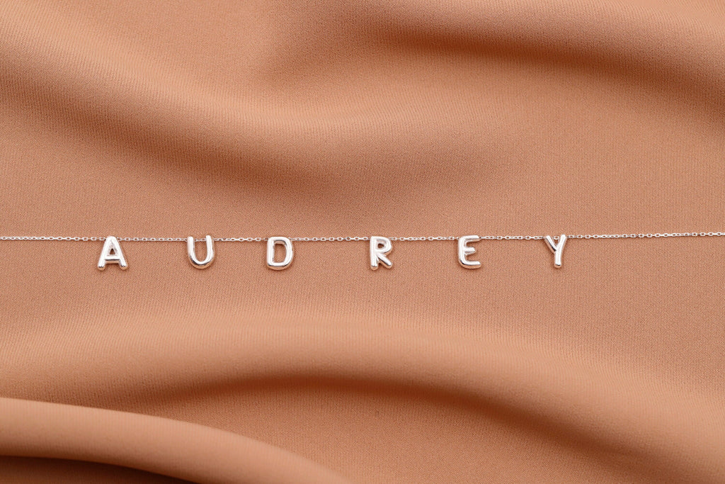 Personalized Bubble Letter Name Necklace in 925 Sterling Silver