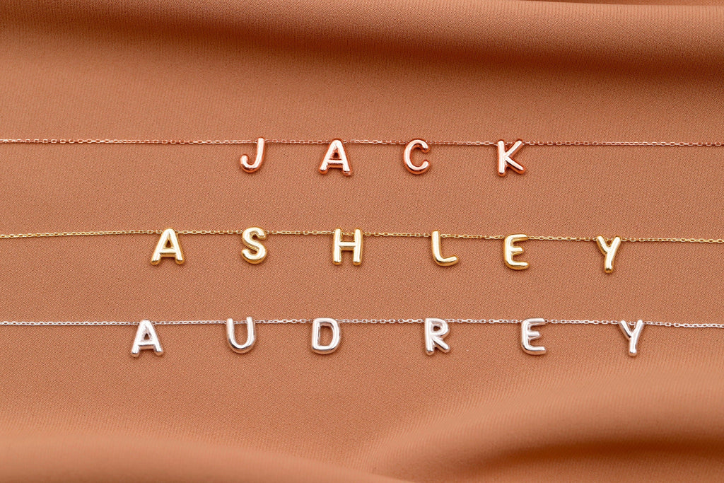 Personalized Bubble Letter Name Necklace in 925 Sterling Silver