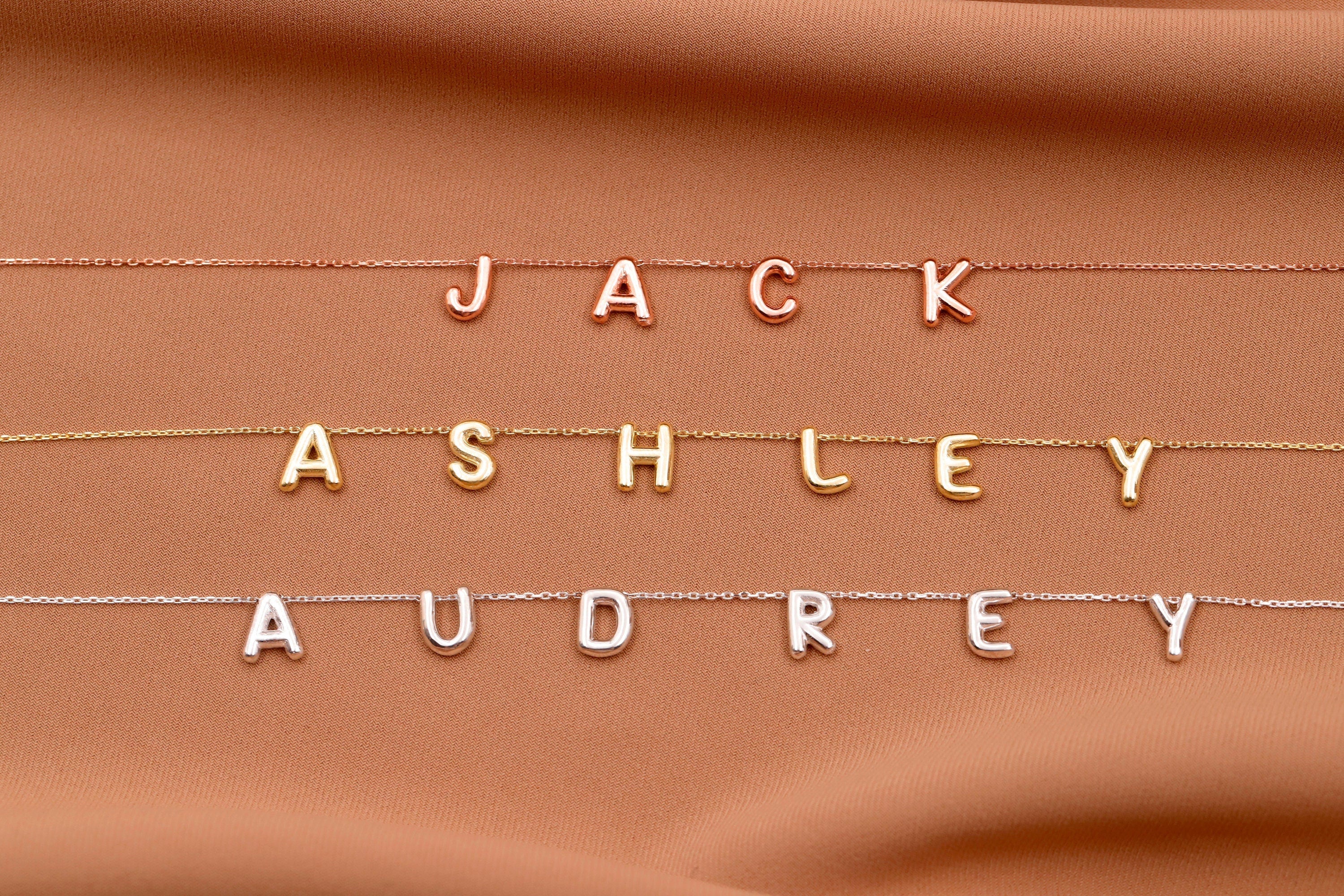 Personalized Bubble Letter Name Necklace in 925 Sterling Silver