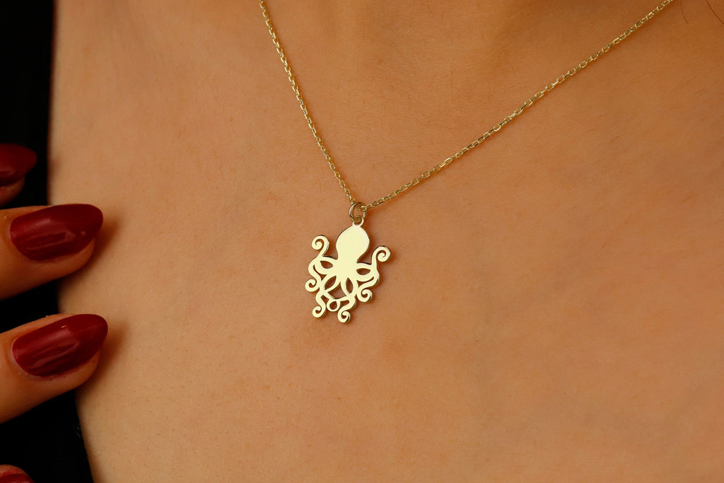 Sterling Silver Octopus Necklace - Unique Marine Jewelry