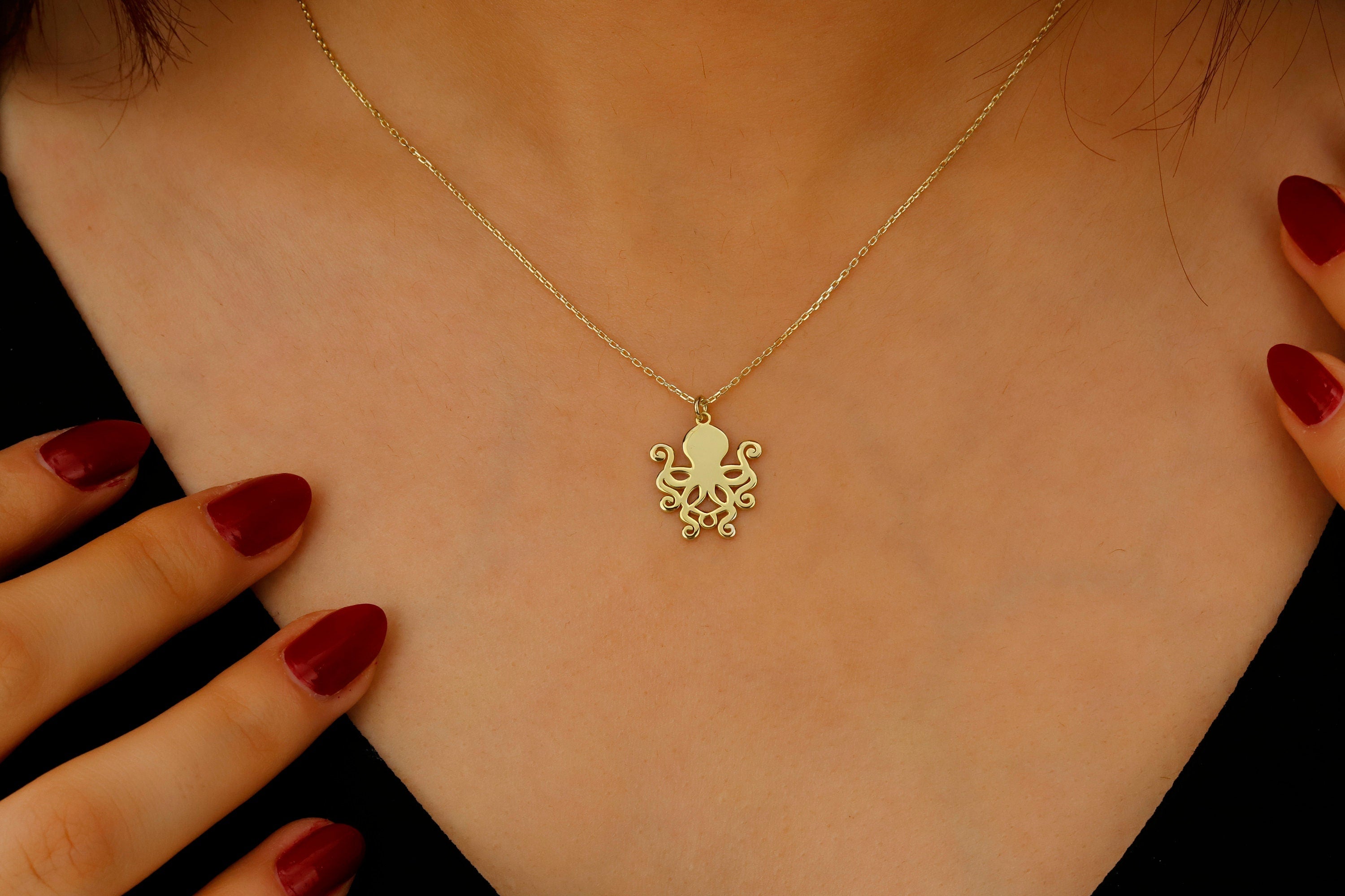 Sterling Silver Octopus Necklace - Unique Marine Jewelry