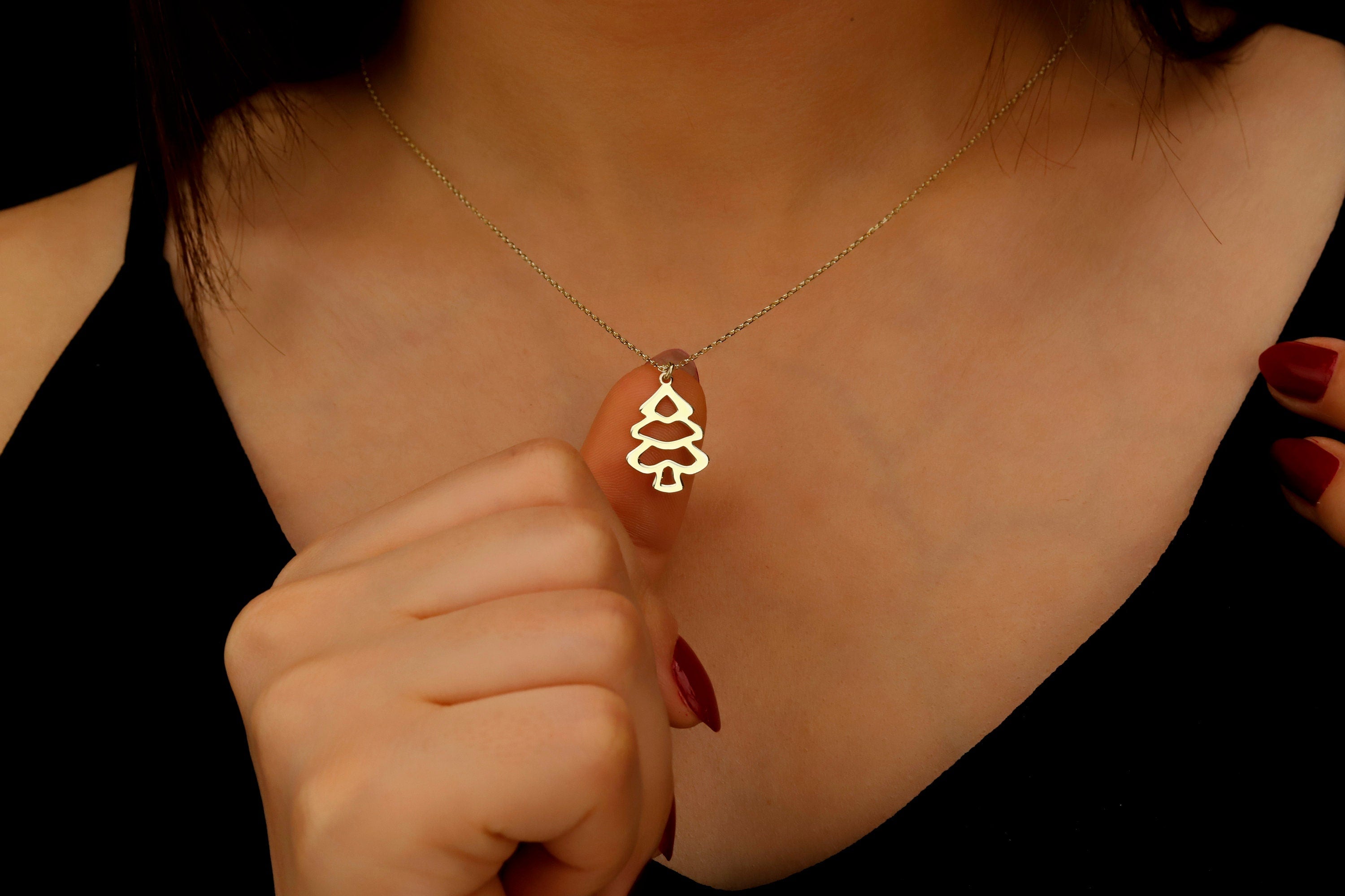 Sparkle & Shine Sterling Silver Christmas Tree Necklace