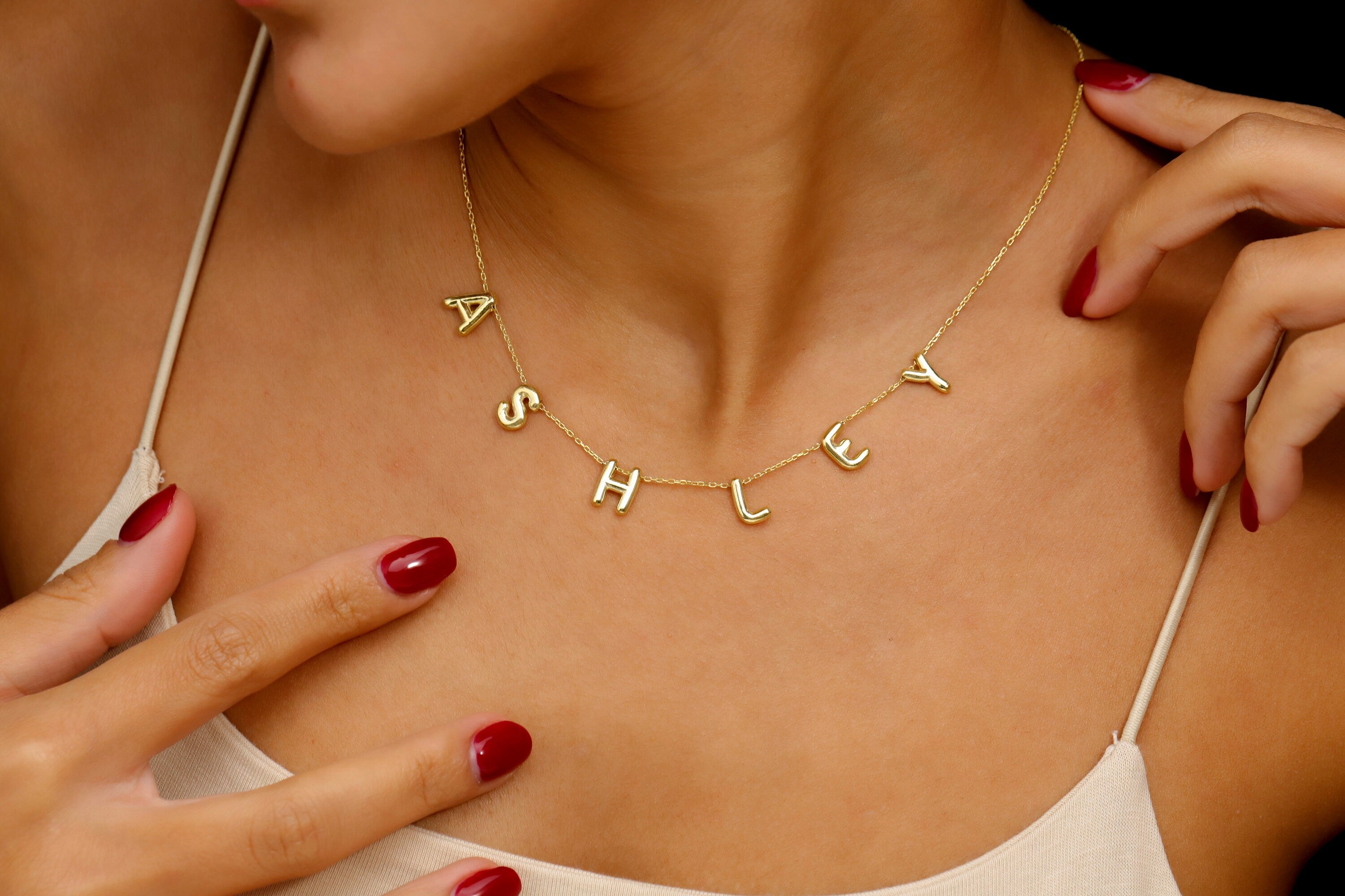 Personalized Bubble Letter Name Necklace in 925 Sterling Silver