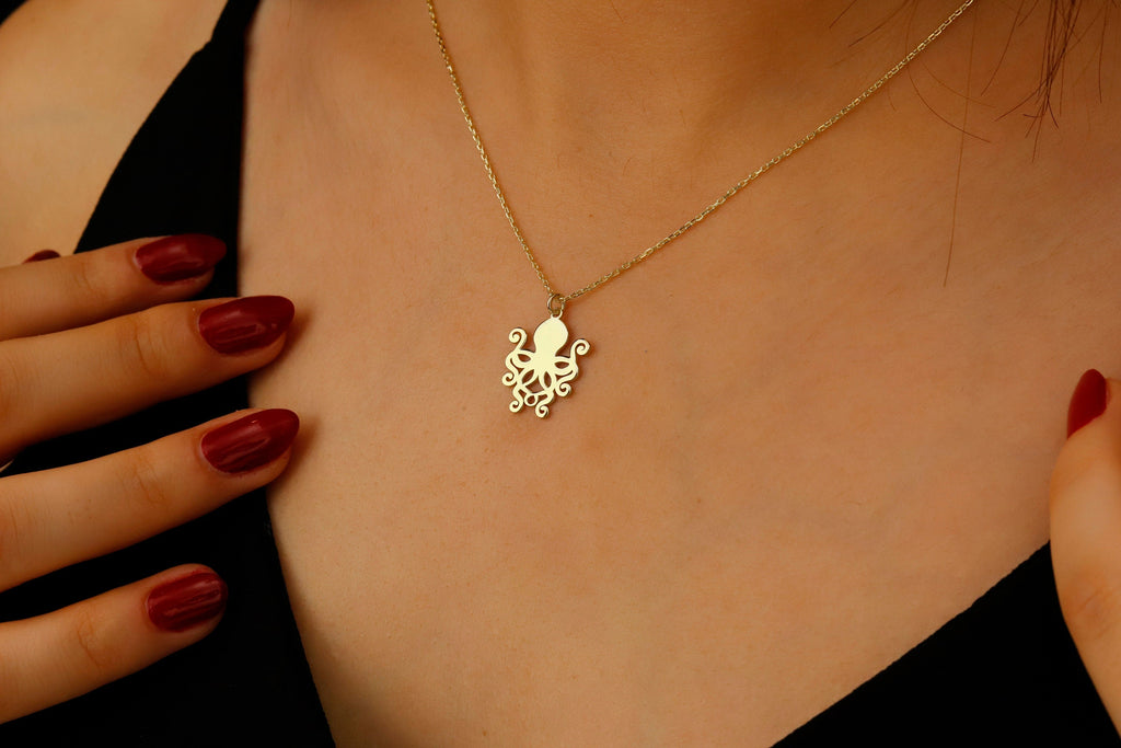 Sterling Silver Octopus Necklace - Unique Marine Jewelry