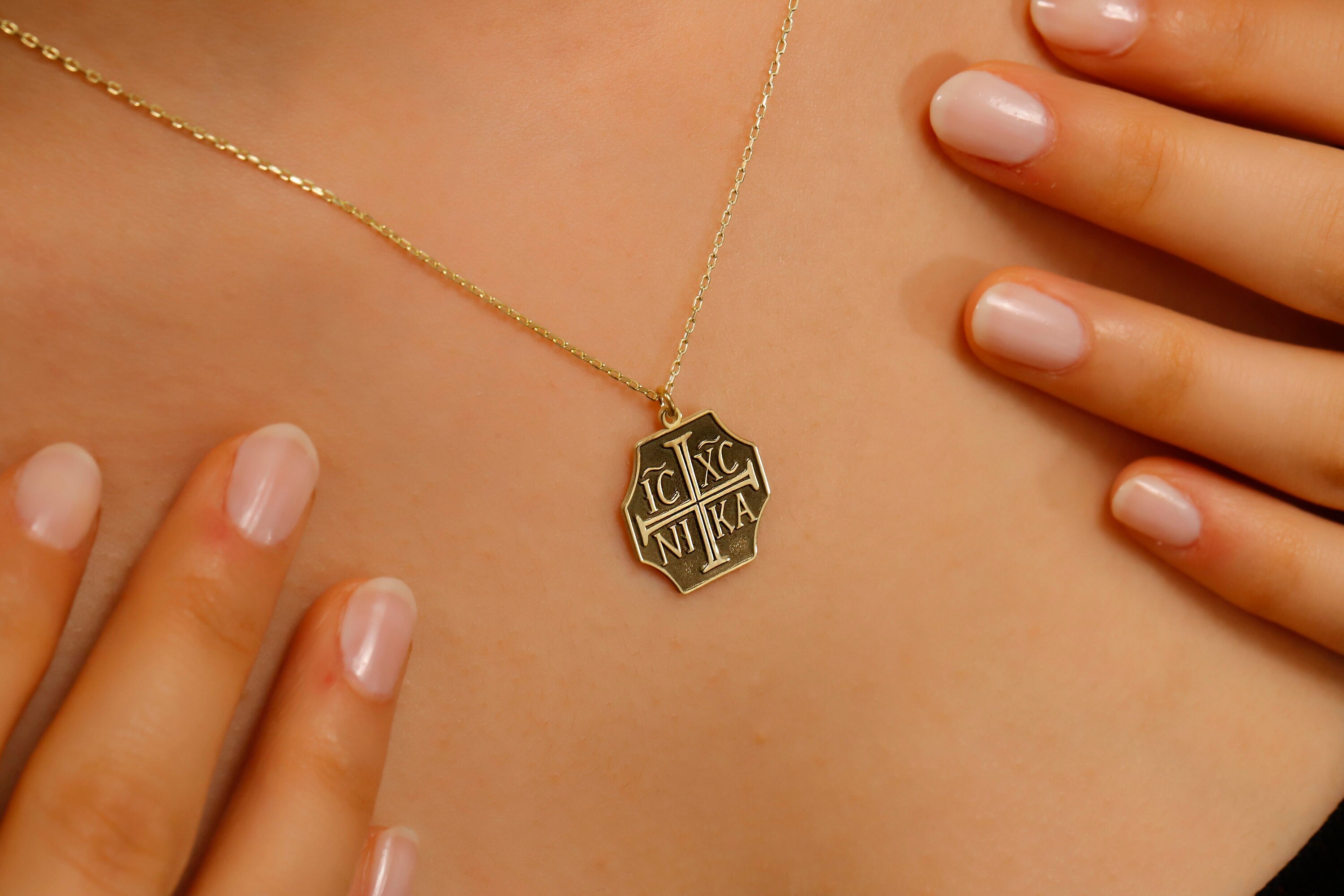 Sterling Silver Orthodox IC XC NIKA Cross Necklace - Elegant Eastern Christian Jewelry