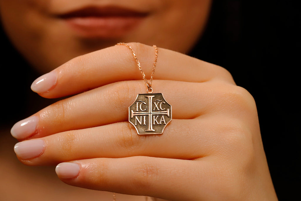 Sterling Silver Orthodox IC XC NIKA Cross Necklace - Elegant Eastern Christian Jewelry