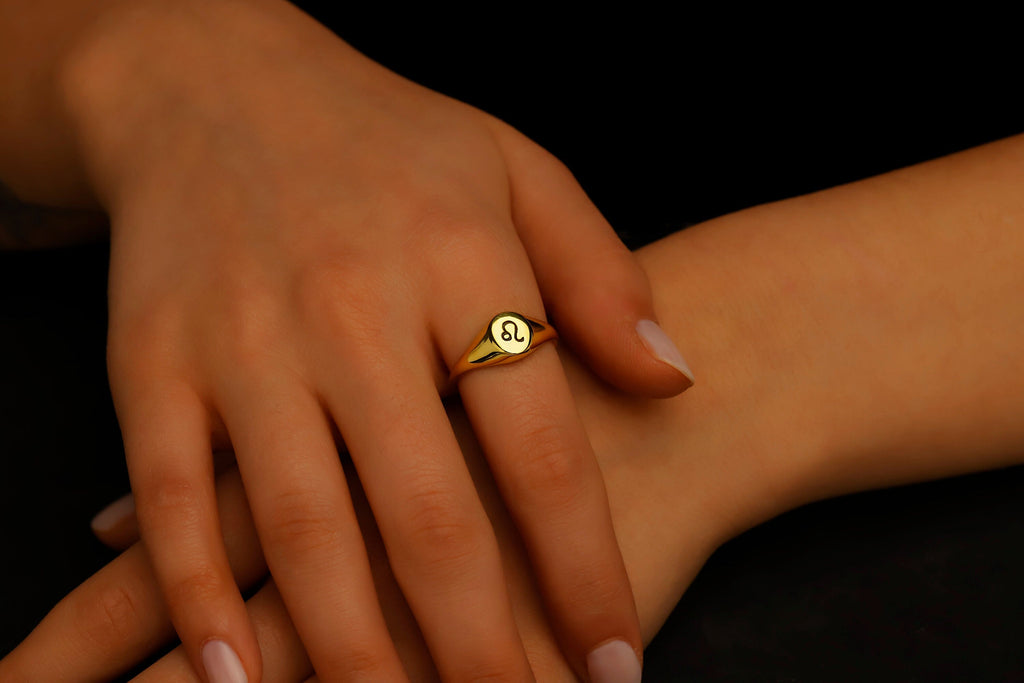 Celestial Charms Custom Zodiac Signet Ring - Sterling Silver Astrology Gift