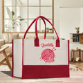 Personalized Knitting Cotton Canvas Tote Bag Custom Grandma Kitting Bag Yarn Custom Crochet Bag Mother's Day Gift Knitting Gift