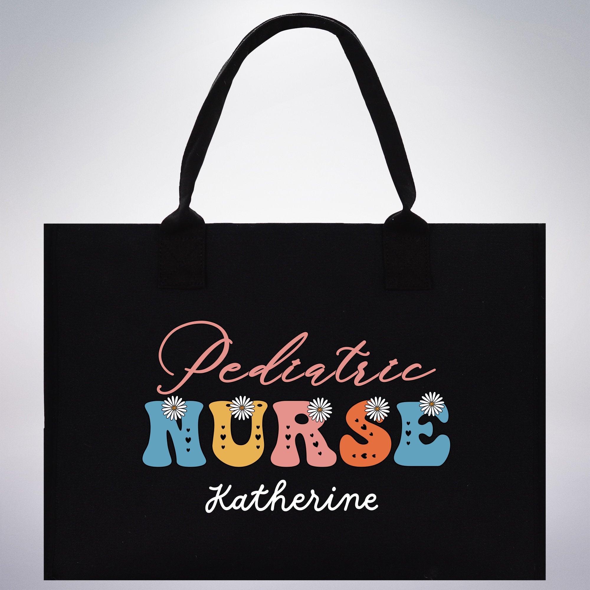 Pediatric Nurse Personalized Cotton Canvas Tote Bag Custom Nurse Gift Registered Nurse Tote RN Tote RN Gift Future Nursing Student Gift