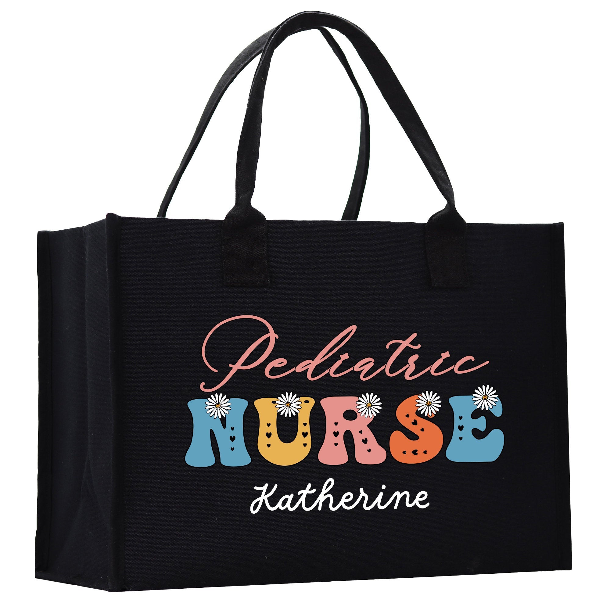 Pediatric Nurse Personalized Cotton Canvas Tote Bag Custom Nurse Gift Registered Nurse Tote RN Tote RN Gift Future Nursing Student Gift