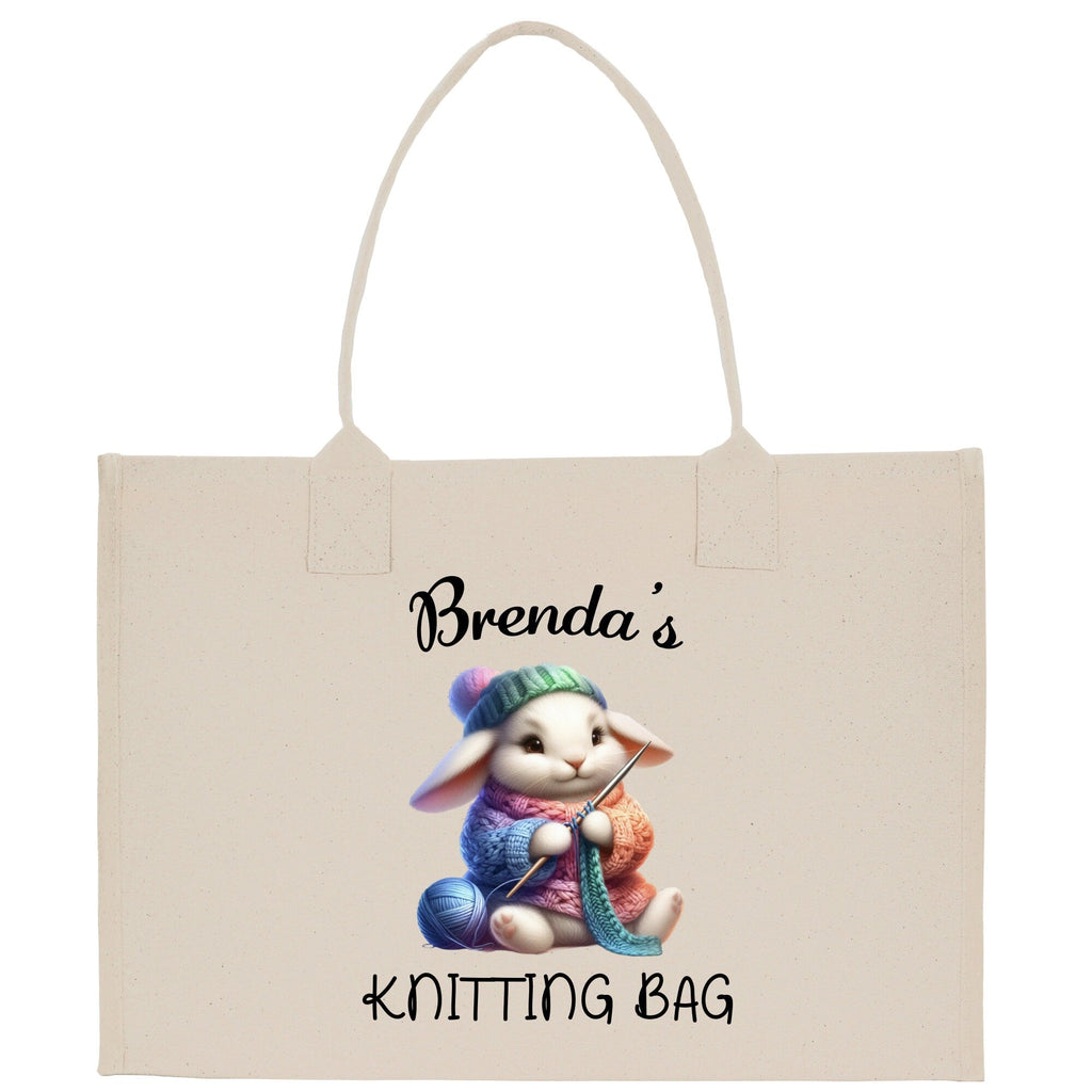 Personalized Knitting Cotton Canvas Tote Bag Custom Grandma Kitting Bag Yarn Custom Crochet Bag Mother's Day Gift Knitting Gift