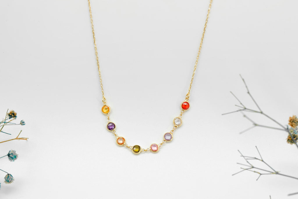 Rainbow Gemstone Choker by SilverGoldandRose