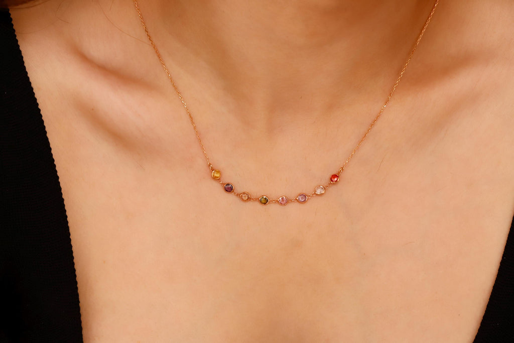 Rainbow Gemstone Choker by SilverGoldandRose
