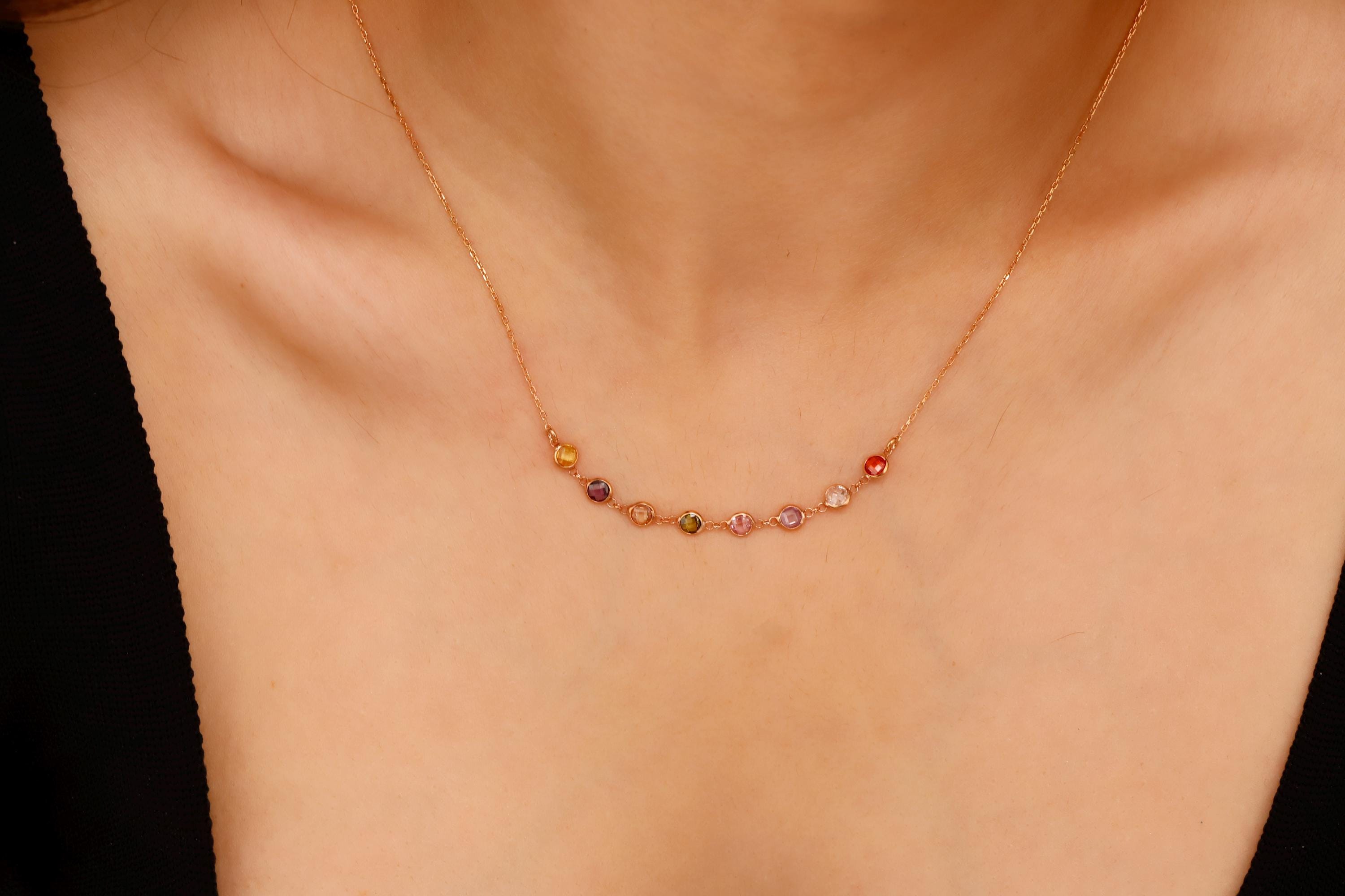 Rainbow Gemstone Choker by SilverGoldandRose