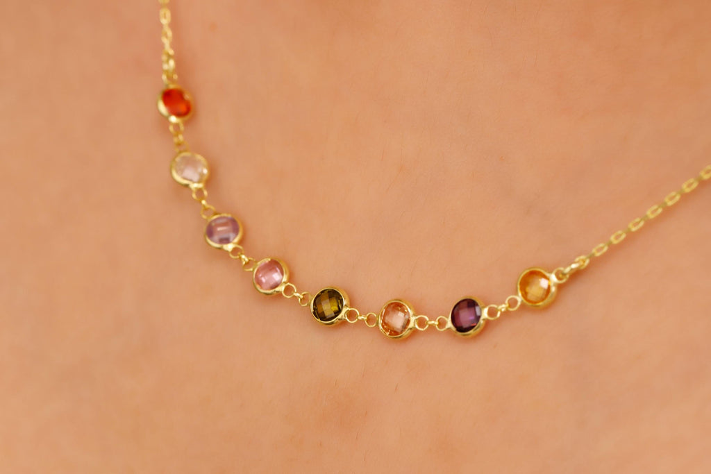 Rainbow Gemstone Choker by SilverGoldandRose