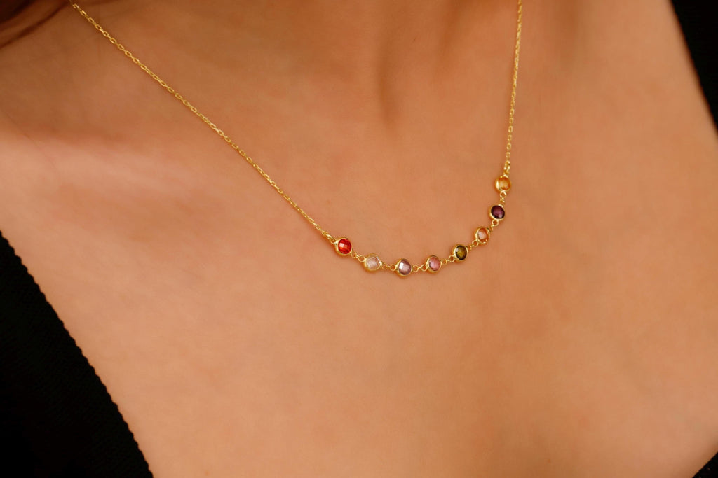 Rainbow Gemstone Choker by SilverGoldandRose