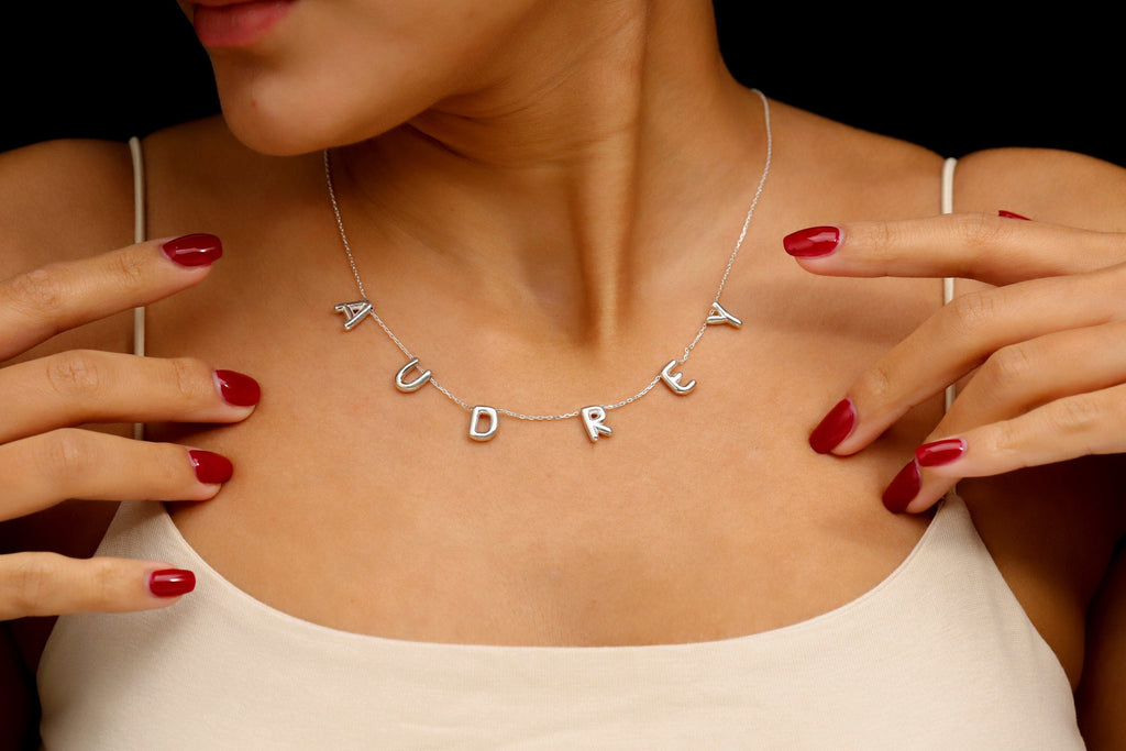 Personalized Bubble Letter Name Necklace in 925 Sterling Silver