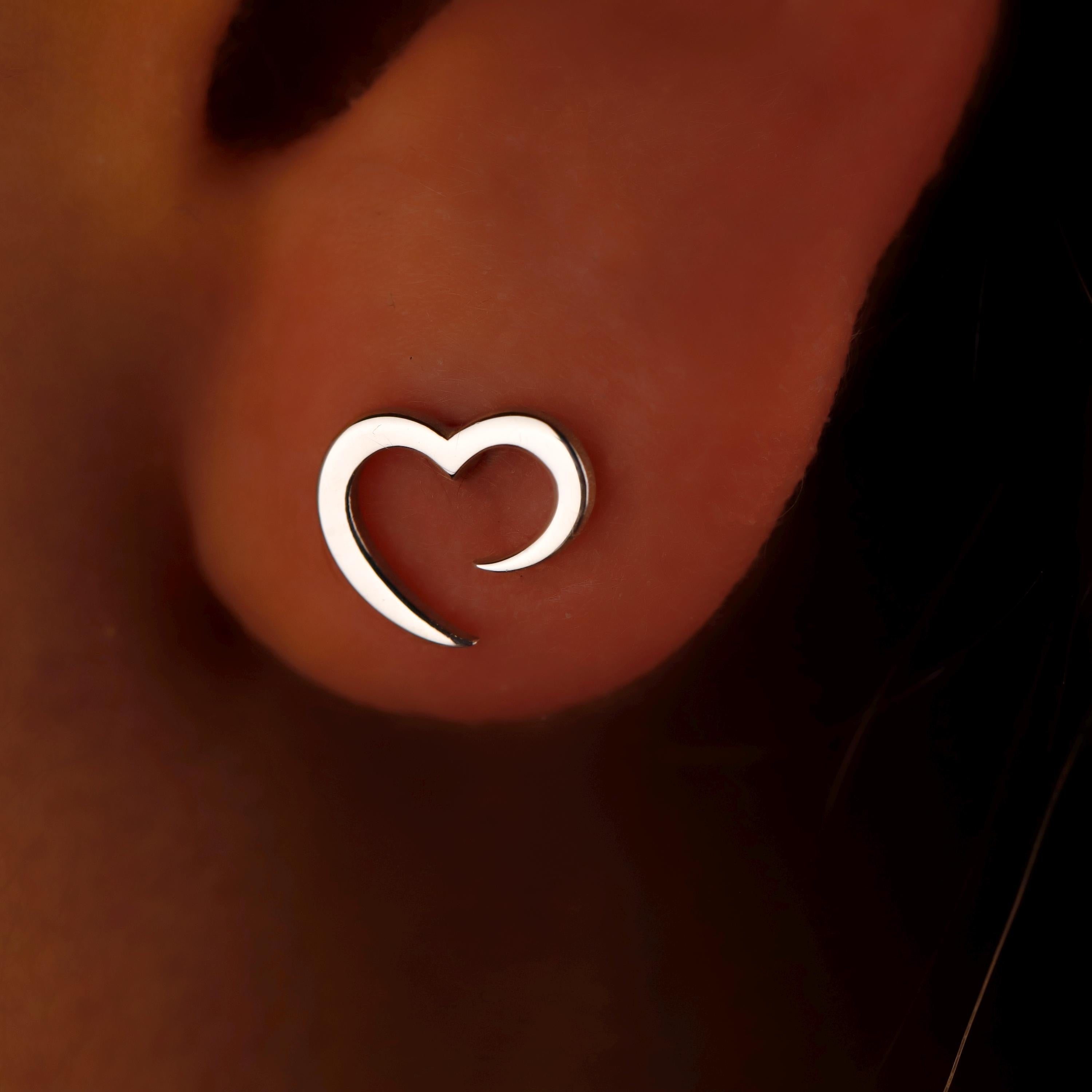 Heartfelt Sterling Silver Heart Studs - Hypoallergenic Elegance